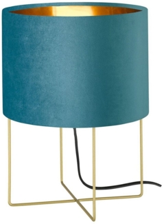 FISCHER & HONSEL LED Nachttischlampe, Dimmfunktion, LED wechselbar, Warmweiß, ausgefallen-e Design-er mit Samt Lampenschirm Grün Gold-en, Ø 24cm