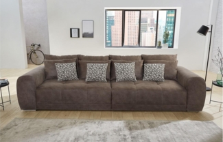 Big Sofa MOLDAU XXL Couch in Microfaser braun mit Kissen