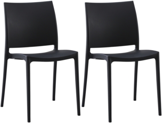 CLP 2er Set Gartenstühle Meton stapelbar wetterfest UV-beständig,schwarz
