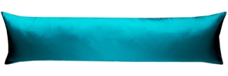 Mako Satin Seitenschläferkissen Bezug uni / einfarbig petrol blau 40x200 cm