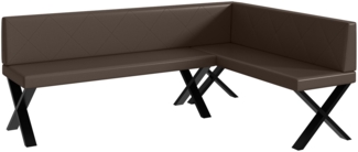 MEBLINI Eckbank für Esszimmer - Küchenbank - Essecke - Sitzecke Küche - ERIC - X-Beine 142x196x87cm Rechts - Braun Kunstleder