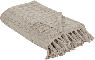 Beliani 'BERE' Tagesdecke, Baumwolle, Taupe, 200x220 cm