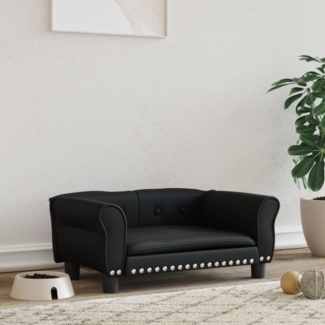 vidaXL Hundebett, Kunstleder, Schwarz, 70 x 45 x 30 cm