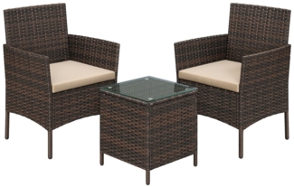 Songmics Balkon Gartenmöbel-Set, PE-Polyrattan braun/taupe