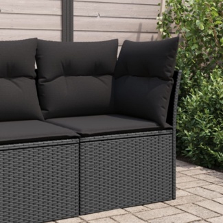 vidaXL Garten-Ecksofa mit Kissen Schwarz Poly Rattan 365962