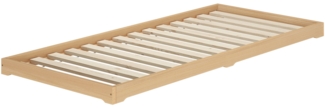 Niederflurbett Bettrahmen Studenten Futon Bodenbett 100x200 Buche Massivholz V-60.66-10Rollrost inkl.