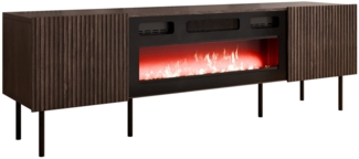 Mirjan24 'Trigev' TV-Lowboard mit 2 Drehtüren, elektrischer Kamin, nuss Warmia, 58 x 42 x 181 cm