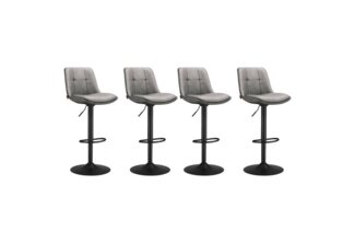 Vasagle Barhocker 4er Set, Barstühle höhenverstellbar, drehbare Küchenhocker, gesteppter PU-Bezug, mit Rückenlehne und Fußstütze, Esszimmer, Theke, Stahl, Taubengrau LJBDE295G01