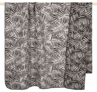pad Wohndecke, Mischgewebe, 150x200 cm, Leaf Palmwedel Anthracite Grau