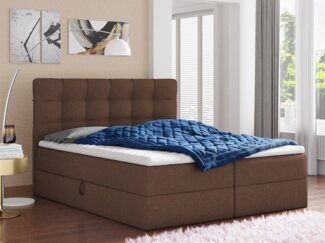 Boxspringbett Best mit 2 Bettkästen, Doppelbett mit Bonell-Matratze und Topper, Polsterbett, Bett (Braun (Inari 24), 160 x 200 cm)
