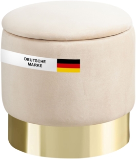 Albatros Hocker mit Stauraum Nizza Sitzhocker mit Stauraum, Modernes Design, Edler Samt-Bezug Sitztruhe Sitzbank mit Stauraum  optimal als Fußhocker Hocker Schminktisch, Beige