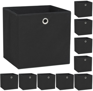 vidaXL Aufbewahrungsboxen 10 Stk. Vliesstoff 32 x 32 x 32 cm Schwarz 245746