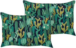 Gartenkissen 2er Set Pflanzenmuster BUSSANA 40 x 60 cm Grün