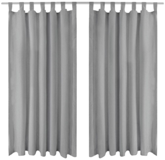 vidaXL Vorhänge aus Mikro-Satin 2 Stk. mit Schlaufen 140×245 cm Grau 132215