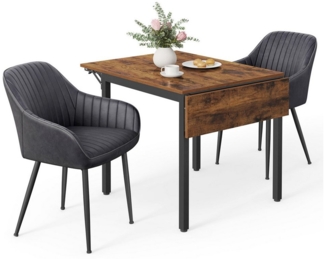 Vasagle Essgruppe, Küchentisch mit 2 Polsterstühle, Esstisch-Set, klappbar
