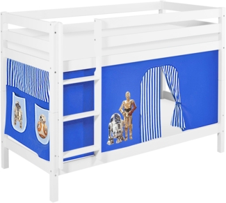 Lilokids 'Jelle' Etagenbett 90x200 cm, Star Wars Blau, Kiefer massiv, mit Vorhang und Lattenroste