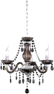 LED Kronleuchter 3-flammig Silber Chrom mit Acryl Kristall Schwarz Ø 46cm