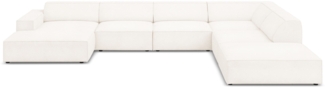 Micadoni 7-Sitzer Boucle Panorama Ecke rechts Sofa Jodie | Bezug Beige | Beinfarbe Black Plastic