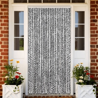 vidaXL Fliegenvorhang Grau, Schwarz und Weiß 100x200 cm Chenille 377336
