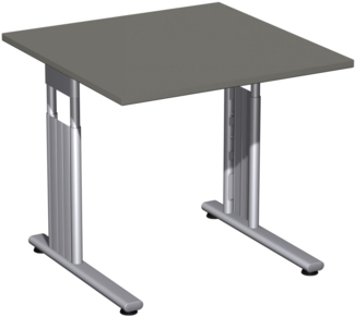 Schreibtisch 'C Fuß Flex' höhenverstellbar, 80x80 cm, Graphit / Silber