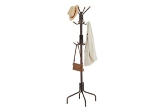Songmics Garderobenständer, mit 12 Haken, 4 Beine, Metall, Braun, 180 x 55 x 55 cm