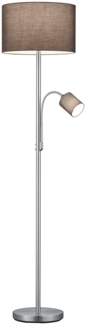 TRIO Leuchten LED Stehlampe wechselbar / dimmbar, Metall / Stoff grau, Höhe 170cm