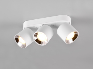 TRIO Leuchten LED Deckenstrahler, Dimmfunktion, LED wechselbar, Warmweiß, Wandstrahler innen, dimmbar über Schalter, Aufbauspots Weiß. 27cm
