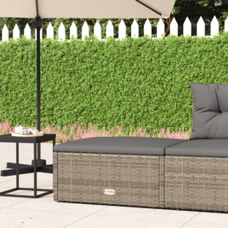 vidaXL Gartenhocker mit Kissen Grau Poly Rattan 319602