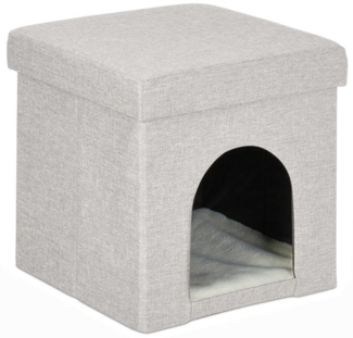 Relaxdays Katzenhöhle faltbar beige, 38,5 x 37 x 37 cm
