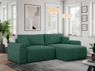 MKS Meble 'Nelson' Ecksofa mit Schlaffunktion und Bettkasten, L-form, Grün, Stoff
