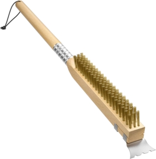LuxusKollektion Reinigungsbürste für Grill und Pizzaofen, Stahl Messing natur, ca. 64 cm