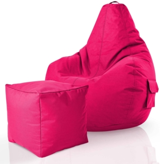 Green Bean® Bean Bag-Sitzsack + Hocker, 2er-Set, waschbar & schmutzabweisend, Polyester / PVC, EPS-Füllung, Pink