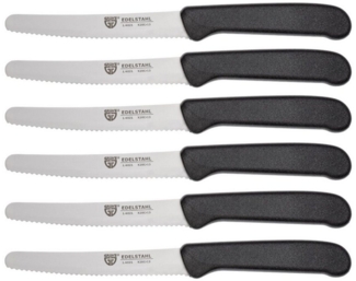 Frühstücksmesser / Brötchenmesser, 6 Stück, schwarz