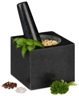 Eckiger Granit Mörser mit Stößel