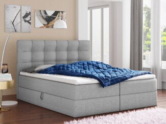 Boxspringbett Best mit 2 Bettkästen, Doppelbett mit Bonell-Matratze und Topper, Polsterbett, Bett (Grau (Inari 91), 140 x 200 cm)