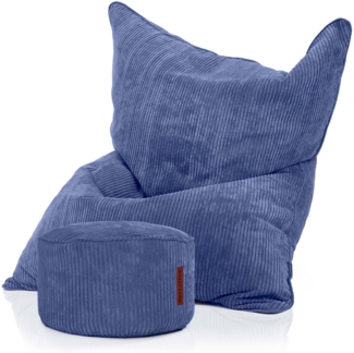 Green Bean® Sitzsack + Pouf im Set - XXL Riesensitzsack mit passendem Sitzhocker | Bean Bag mit EPS Füllung - Dunkelblau