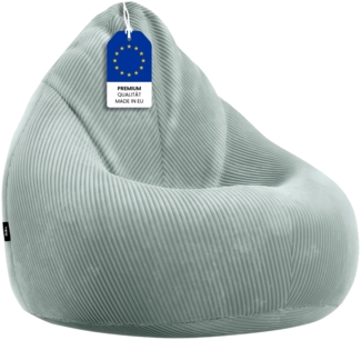 skølm 'Magni' XXL Sitzsack aus Cord, mit EPS-Perlen-Füllung, 130x80 cm, mintgrün, Bean Bag mit abnehmbarem und waschbarem Bezug