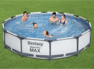 Bestway Steel Pro MAX Frame Pool-Set mit Filterpumpe Ø 366 x 76 cm, lichtgrau, rund