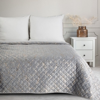 Elegante Tagesdecke Decke BLINK 4 silber 170x210 cm champagner