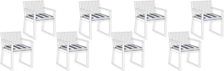 Set mit 8 Sitzkissen Streifenmuster SASSARI 46 x 46 cm Marineblau
