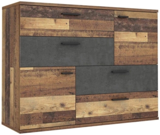 Forte 'Skive' Kommode, Holzwerkstoff Old Wood, 95,9 x 41,3 x 124,9 cm