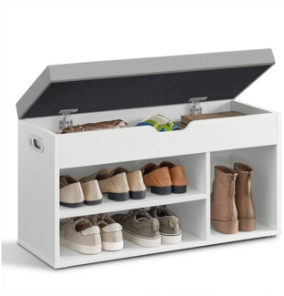 Vasagle Schuhbank mit Sitzfläche, Holzspanplatte, 30 x 80 x 44 cm, wolkenweiß
