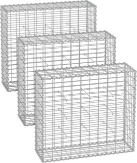 SONGMICS GabioneGabionenkörbe,100 x 90 x 30 cm, 3er Set，Metall-Steinkörbe mit 5 x 10 cm Maschenweite für Mauersteine, verzinkt, Steingabionen Mauer, silber GGB393