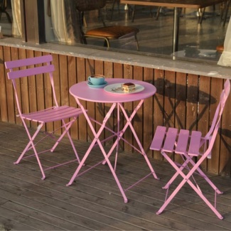 Albatros Bistroset 3-teilig Rosa – Bistrotisch mit 2 Stühlen – klappbare Stühle und Tisch aus robustem Metall – optimal als Balkonmöbel Set oder Gartenmöbel in modernem Design