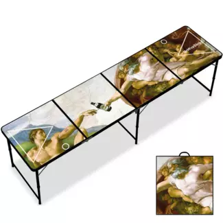 RedCupShop® 'Schaffung des Bieres' Bierpong Tisch, ohne Zubehör, klappbar, tragbar, wasserabweisend & kratzfest, Aluminium / MDF, 240 x 60 x 70 cm
