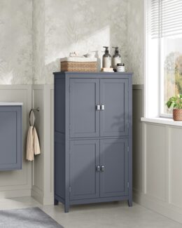 Vasagle Badezimmerschrank mit verstellbaren Ablagen, MDF, 110 x 30 x 60 cm, Schiefergrau