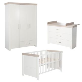 Kindermöbelset \"Lucy‘ – 3-teilig, inkl. Kombi-Kinderbett 70x140 cm, Wickelkommode und Schrank 3-Türig