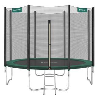 Songmics Trampolin mit Sicherheitsnetz und Leiter, Stahl schwarz-grün, Ø 305 cm