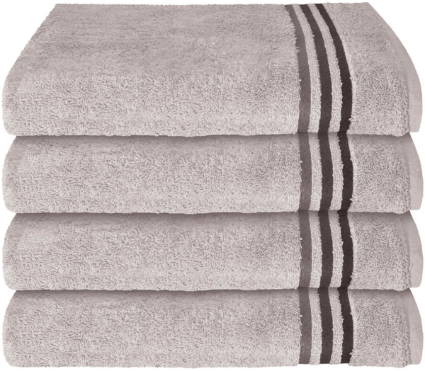Schiesser Handtuch Skyline, 4er Set, mit Webbordüre, 100% Baumwolle Silber
