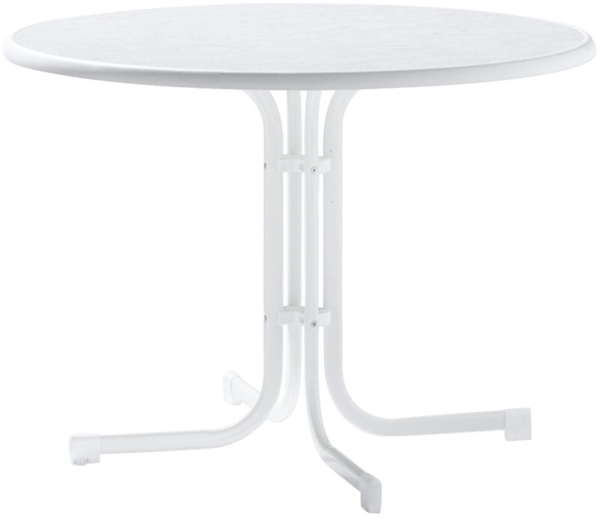 Boulevard-Klapptisch, Ø 100 cm, weiß Stahlrohrgestell, Mecalit-Pro-Platte